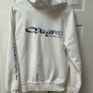O’Neill Surf Shop Marin Hoodie Sweatshirt. front pockets. Zip front. Tie hoodie.